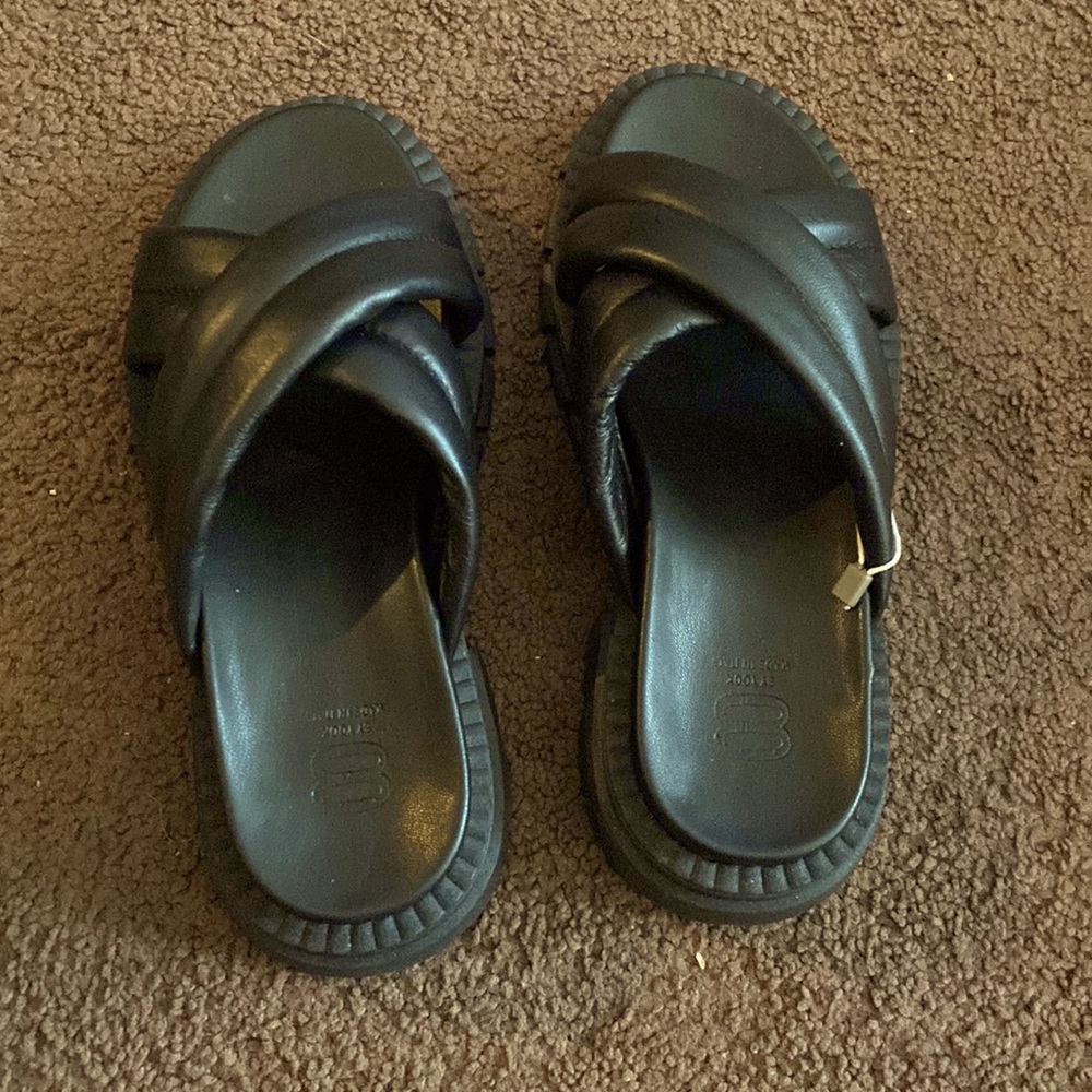 Yoox- made in italy Black platforms Sandal size uk 37